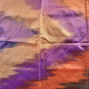 Multi colored silk taffeta shawl scarf fringed